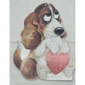 VTG Eureka 1980 Die Cut Paper Collectible Sitters Hound Dog Decor Puppy Love